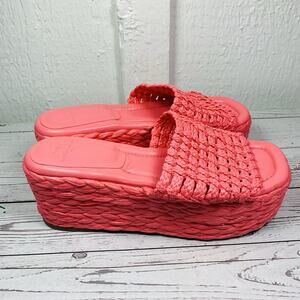 Marc Fisher Priya Espadrille Platform Wedge Sandals Size 8.5 Pink Y2K Mean Girls